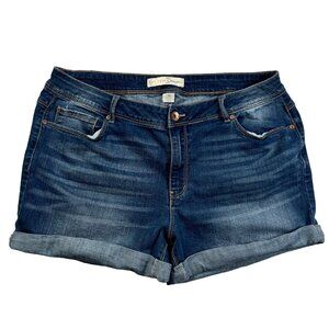 C'est1948 Shorts Women's Cuffed 5-Pocket Denim Stretch Boyfriends Blue 16
